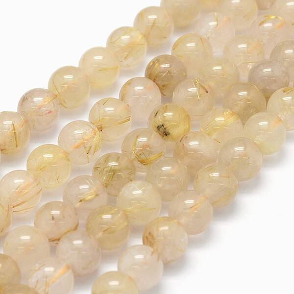Grade AB+ Natural Gold Rutilated Quartz Beads Strands