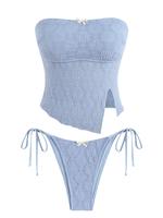 Women's Summer Beach Floral Leaves Halter Tied Tank Style Full Coverage Bikini Tankini Set Two Piece Bathing Suits Lace Asymm...