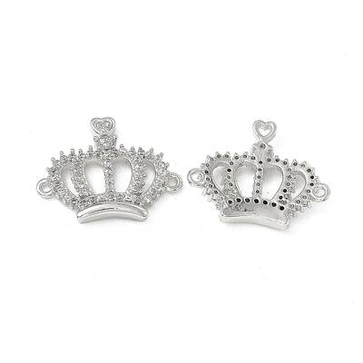 Brass Micro Pave Clear Cubic Zirconia Connetor Charms