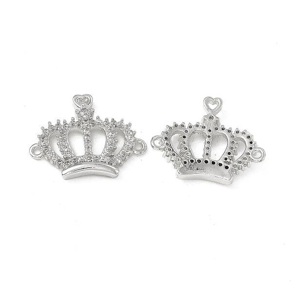 Brass Micro Pave Clear Cubic Zirconia Connetor Charms