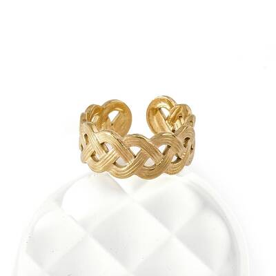 Twist 304 Stainless Steel Open Cuff Ring for Women