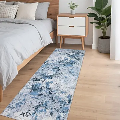 Garvee Floral Area Rug Non-Slip Low-Pile Washable Soft Lightweight Rubber Backing Foldable Living Room Kitchen