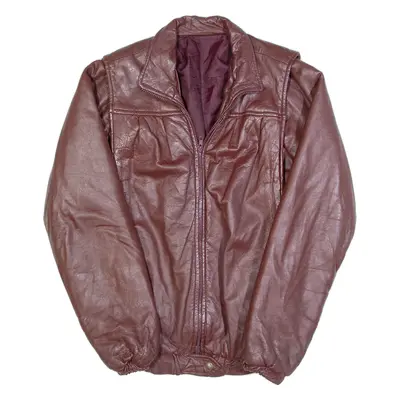 Mens Jacket Maroon Faux Leather 90s L
