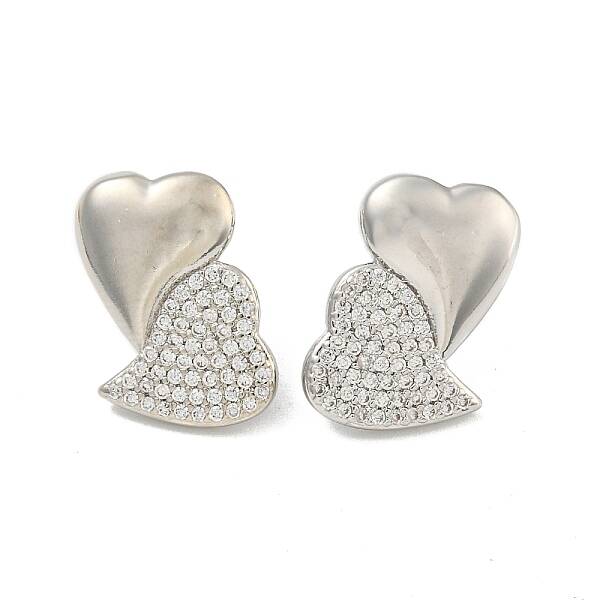 Heart Clear Cubic Zirconia Stud Earrings