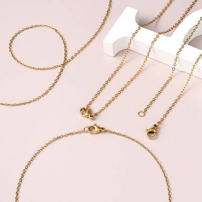 Ion Plating(IP) 5Pcs 304 Stainless Steel Cable Chain Necklaces Set for Men Women