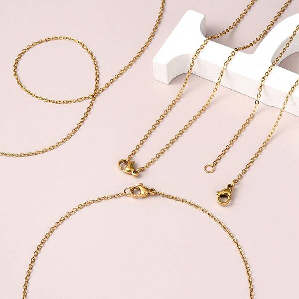 Ion Plating(IP) 5Pcs 304 Stainless Steel Cable Chain Necklaces Set for Men Women