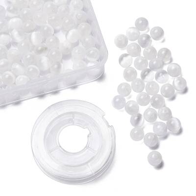 100Pcs 8mm Natural Selenite Beads