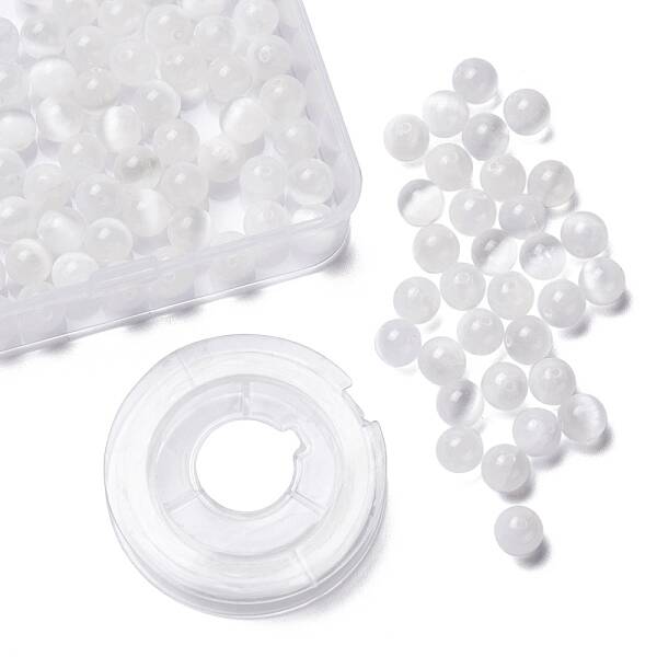 100Pcs 8mm Natural Selenite Beads