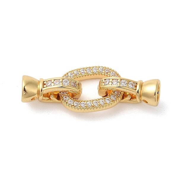 Brass Micro Pave Clear Cubic Zirconia Fold Over Clasps