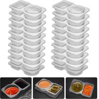 20 Sets Reusable Snack Container, Condiment Containers with Lid, 2 compartments Dipping Container for Refrige, Portion Contro...