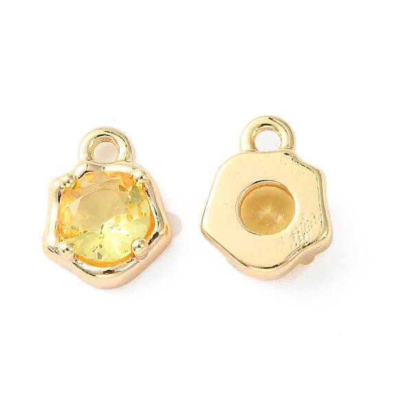 Brass Micro Pave Cubic Zirconia Charms
