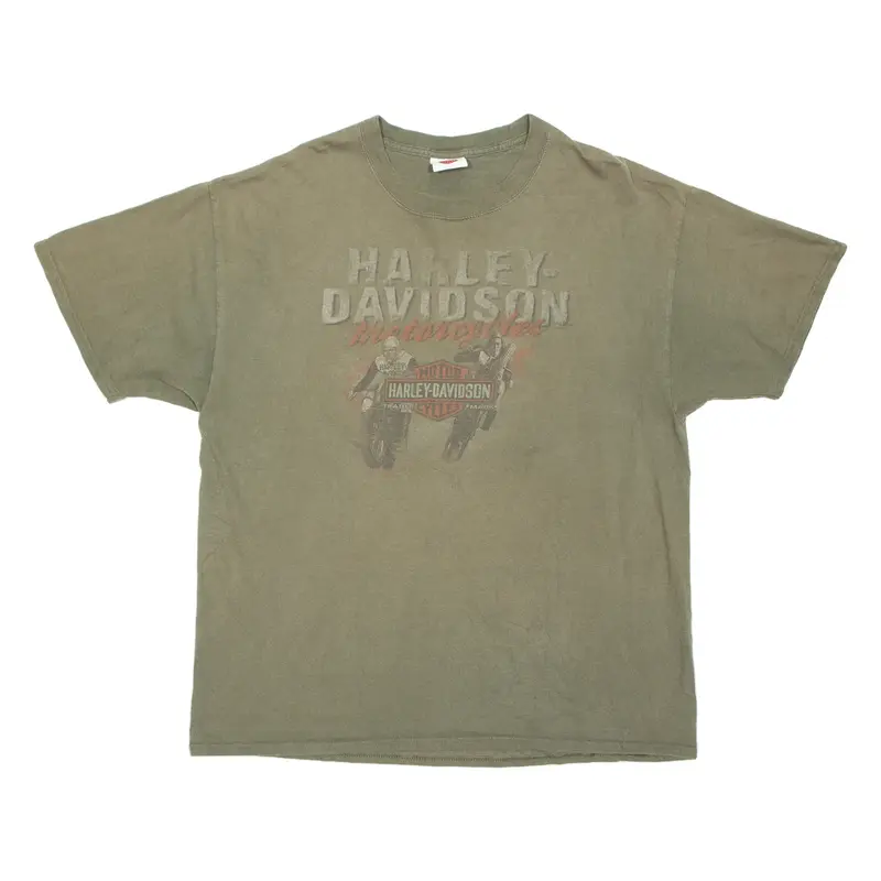 HARLEY DAVIDSON Mens Biker T-Shirt Green XL