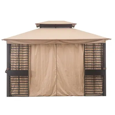 SUNJOY Tan+Brown Replacement Curtain For Gt Soft Top W/ Flwr Boxes Gazebo (11x13 FT) L-GZ882PST-D Sold At Lowe's