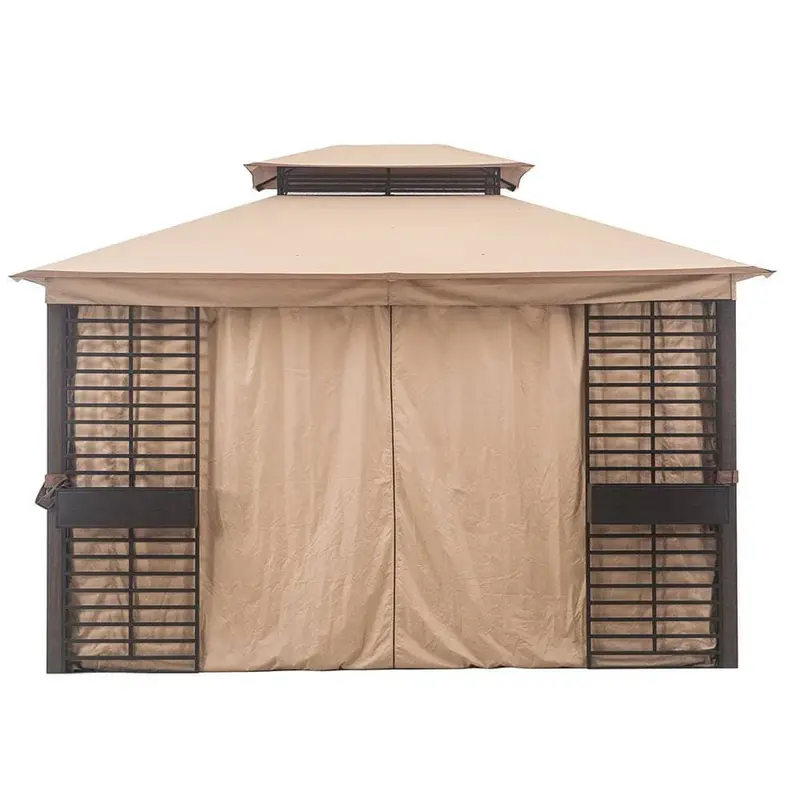 SUNJOY Tan+Brown Replacement Curtain For Gt Soft Top W/ Flwr Boxes Gazebo (11x13 FT) L-GZ882PST-D Sold At Lowe's