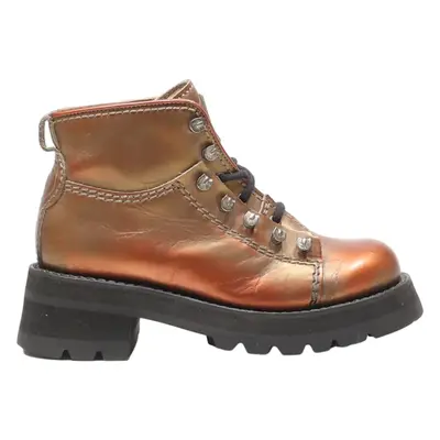 NO NAME Platform Lace-Up Boots Orange Leather Womens UK 5