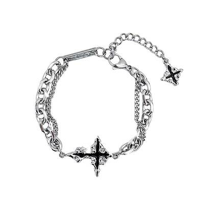 Stylish Dark Cross Stainless Steel Link & Charm Bracelets