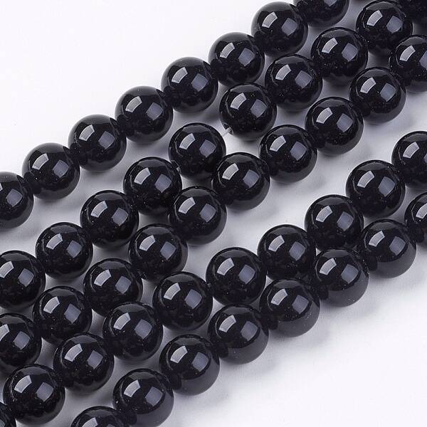 Natural Black Onyx Round Beads Strands