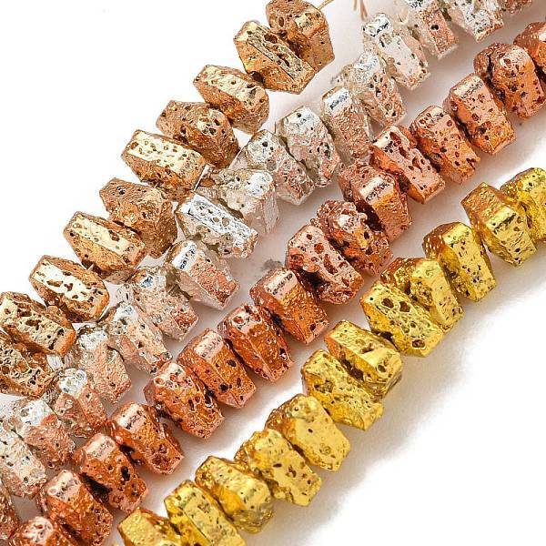 Electroplated Natural Lava Rock Beads Strands