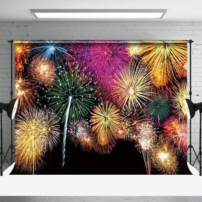 Splendid Sparkle Black Night Sky New Year Backdrop - Aperturee