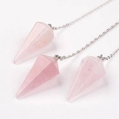 Natural Rose Quartz Hexagonal Pointed Dowsing Pendulums