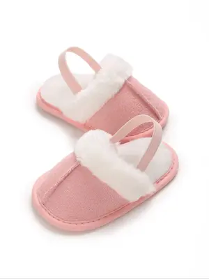 Comfortable Plush Baby Girl Slippers, Soft Non-Slip Sole for Indoor Use, Cute Warm Design Soft Soled Shoes for Ages 0-1, Perf...