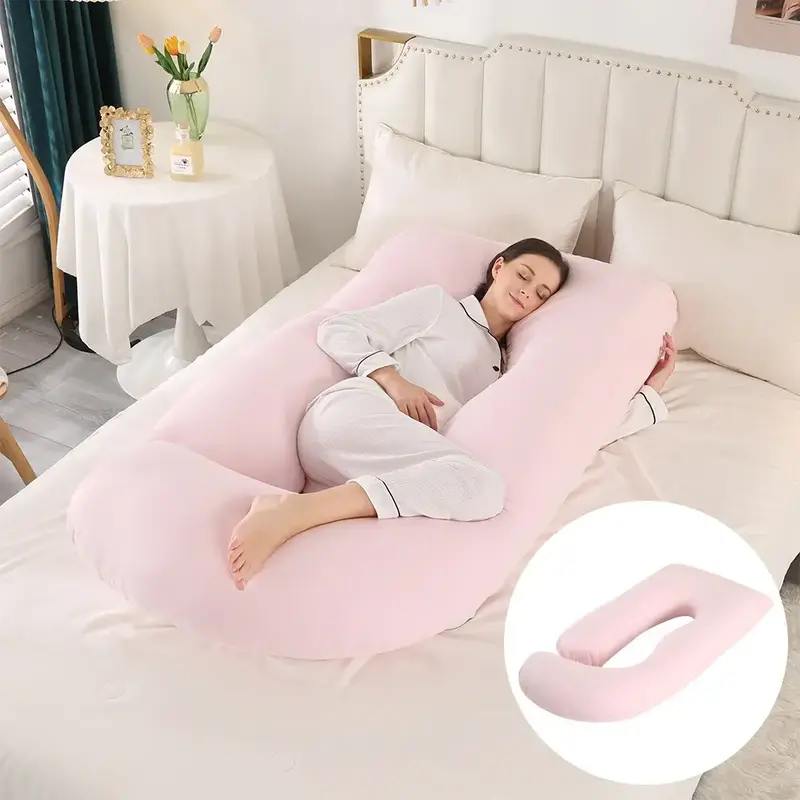 Pink Ultra-Soft Maternity Pillow, Full Body Pregnancy Pillows for Sleeping Cooling Pregnancy Pillow, J Shaped, U Shaped Pregn...