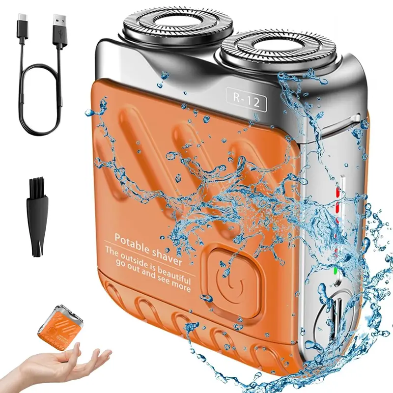 Top-SELLING Men's Mini Electrict Shaver R-12 Luggage Electric Shaver Portable Beard Shaver USB Rechargeable Home Travel Comfo...