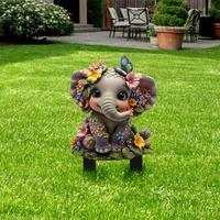 Elephant Design Garden Lawn Decor, 1 Count 2D Flat Acrylic Garden Lawn Decor, Outdoor Garden Decor for Yard Art Sign, Decorat...