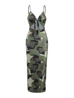 Women's All Over Print Cut Out Sleeveless Cami Dress, Fashion Casual Backless Long Dress for Daily Outdoor Wear, Ladies Clot...