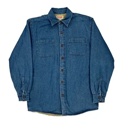 Wrangler Denim Shirt - Small Blue Cotton