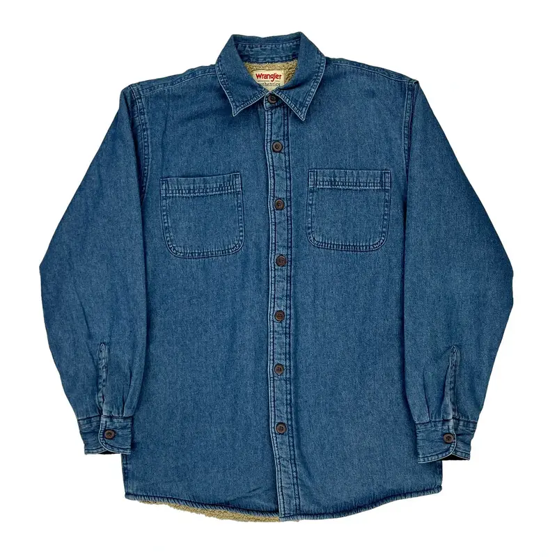 Wrangler Denim Shirt - Small Blue Cotton