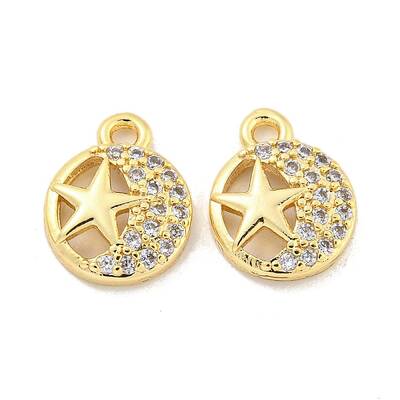 Brass Micro Pave Clear Cubic Zirconia Charms