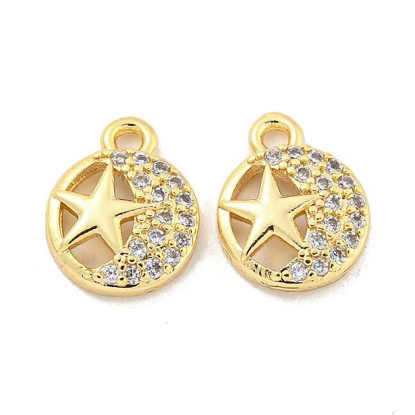 Brass Micro Pave Clear Cubic Zirconia Charms