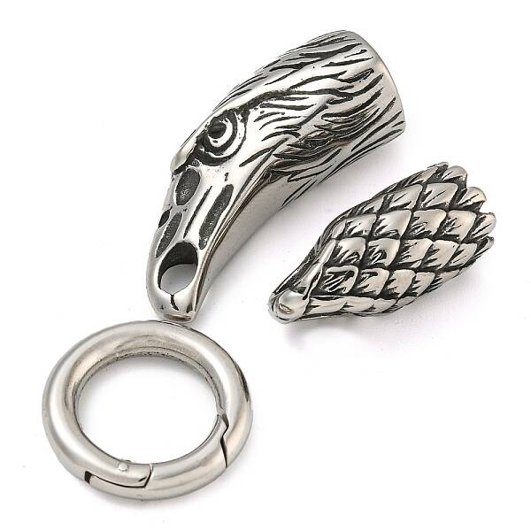 Tibetan Style 304 Stainless Steel Spring Gate Rings