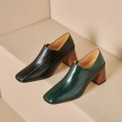 CHIKO Belita Square Toe Block Heels Pumps Shoes