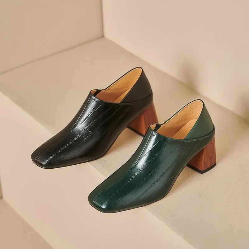 CHIKO Belita Square Toe Block Heels Pumps Shoes