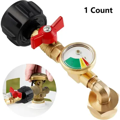 Propane Refill Adapter with Valve and Gauge, Gas Cylinder Filling Connector with Glow in the Dark Meter, Ball Valve Gas Tank ...
