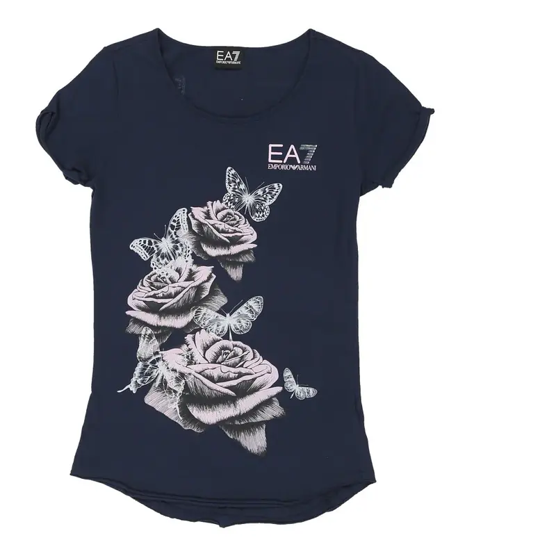 Ea7 Graphic T-Shirt - Medium Blue Cotton | Size: medium