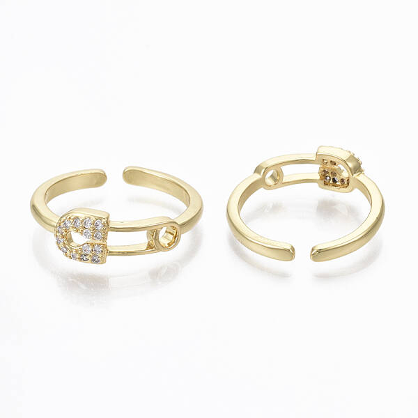 Brass Micro Pave Clear Cubic Zirconia Cuff Rings