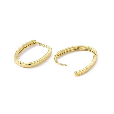 Brass Oval Hinged Hoop Earrings for Men Women