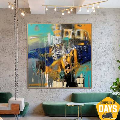 Extra Large Abstract Colorful Paintings On Canvas Modern Oil Painting Vivid Art Textured Painting | GLARING 47.24"x47.24...
