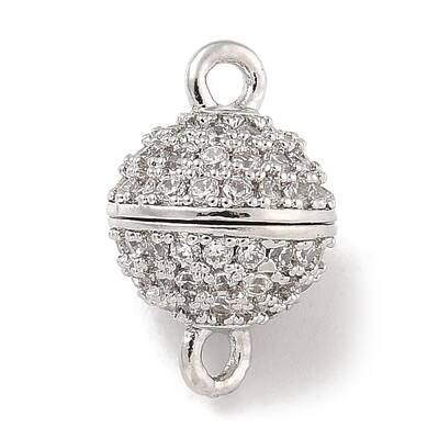 Brass Micro Pave Clear Cubic Zirconia Magnetic Clasps