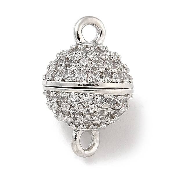 Brass Micro Pave Clear Cubic Zirconia Magnetic Clasps