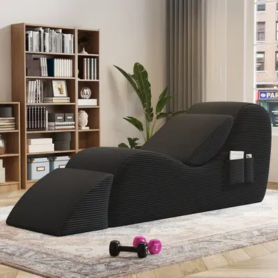 【Fall Deals For You】Yoga Chairs for Women & Adults, Ergonomic Chaise Lounge Chair Indoor with Side Pocket, Lumbar Pillow,...