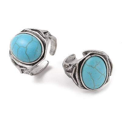 Oval Synthetic Turquoise Cuff Rings