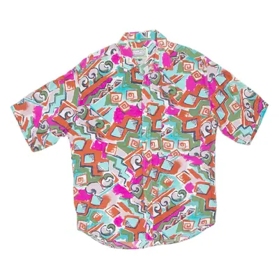 CLAPS Mens Shirt Pink Crazy Pattern M