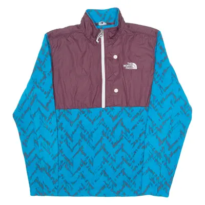 THE North FACE Mens Patterned Fleece Blue Crazy Pattern 1/2 Zip Tight Knit M