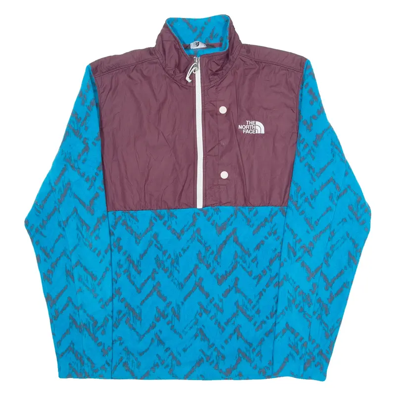 THE North FACE Mens Patterned Fleece Blue Crazy Pattern 1/2 Zip Tight Knit M