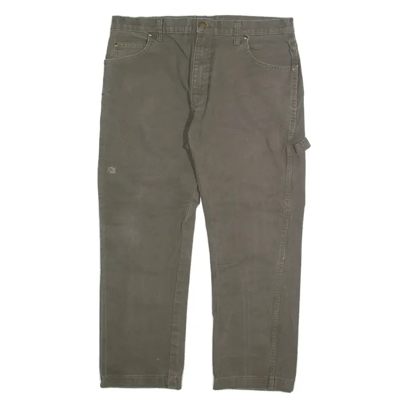 DICKIES Carpenter Cargo Mens Trousers Green Regular Straight W34 L26