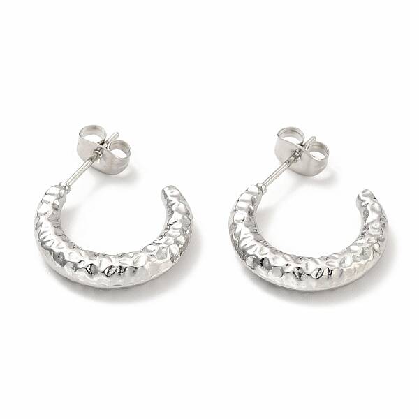 Non-Tarnish 304 Stainless Steel Crescent Moon Stud Earrings